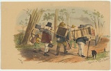 Artist: b'GILL, S.T.' | Title: b'Diggers on way to Bendigo.' | Date: 1854 | Technique: b'lithograph, printed in black ink, from one stone; hand-coloured'