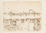 Artist: b'Forbes, Clem.' | Title: b'not titled [landscape with horses].' | Date: 1970s | Technique: b'etching, printed in brown ink, from one plate'