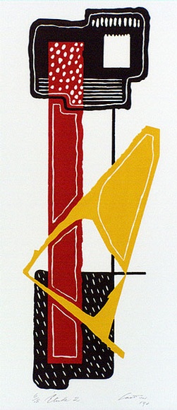 Artist: b'Croston, Doug' | Title: b'Etude 2.' | Date: 1994, June | Technique: b'linocut, printed in colour, from three blocks' | Copyright: b'Courtesy of the artist'