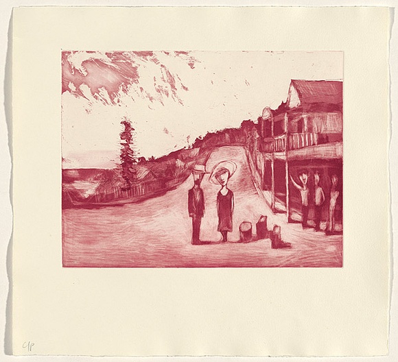 Artist: Shead, Garry. | Title: Thirroul | Date: 1994-95 | Technique: etching and aquatint, printed in pink ink, from one plate | Copyright: © Garry Shead
