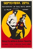 Artist: b'Debenham, Pam.' | Title: bSeptember 28th - anniversary of John Pat's death in police custody. | Date: 1984 | Technique: b'screenprint, printed in colour, from three stencils'