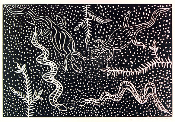 Artist: b'Petyarre Dobbs, Pauline.' | Title: b'not titled [No.24]' | Date: 1990 | Technique: b'woodcut, printed in black ink, from one block'