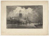 Artist: FULLWOOD, A.H. | Title: Houses of Parliament, London. | Date: 1907 | Technique: lithograph, printed in black ink, from one stone