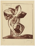 Artist: SELLBACH, Udo | Title: (Jug of leaves) | Date: 1954 | Technique: lithograph, printed in brown ink, from one stone [or plate]