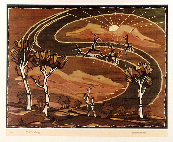 Artist: b'Mansell, Byram.' | Title: b'The billabong' | Date: c.1946 | Technique: b'photographic lithograph, printed in colour, from process plates'