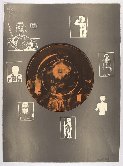 Artist: b'Lowe, Geoff.' | Title: b'Plate' | Date: 1988 | Technique: b'photo-screenprint, printed in colour, from multiple screens'