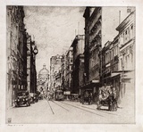 Artist: b'Warner, Alfred Edward.' | Title: b'George Street' | Date: 1922 | Technique: b'etching, printed in brown ink, from one plate'