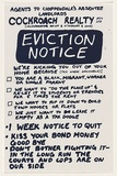 Artist: MACKINOLTY, Chips | Title: Cockroach Realty Pty. Ltd. (incorporating Rip Off & Standover & Sons): Eviction notice. | Date: c.1978 | Technique: screenprint, printed in black ink, from one stencil