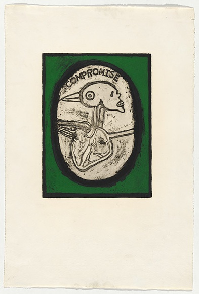 Artist: b'LAWTON, Tina' | Title: b'Compromise' | Date: 1968 | Technique: b'etching, printed in colour, from multiple plates'