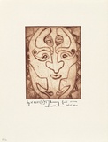 Artist: b'Unbekannter K\xc3\xbcnstler [unknown artist].' | Title: b'Dekorierte Maske [Decorated mask]' | Date: 1972 | Technique: b'etching, printed in brown ink, from one plate'
