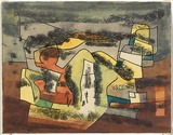 Artist: Hirschfeld Mack, Ludwig. | Title: (Landscape) [recto]; [Study for 'Landscape'] [verso] | Date: (1960-65) | Technique: transfer print; watercolour addition (recto)