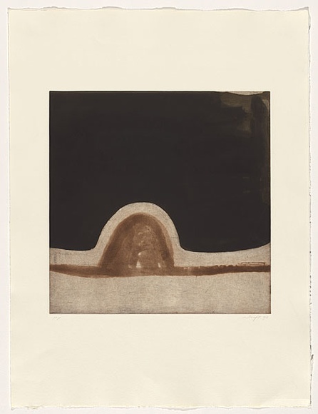 Artist: b'Wright, Judith.' | Title: b'not titled [bump]' | Date: 1994 | Technique: b'aquatint, printed in black and brown ink, from two copper plates' | Copyright: b'\xc2\xa9 Judith Wright'