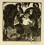 Artist: b'Hawkins, Weaver.' | Title: b'Maltese dhaisas' | Date: c.1928 | Technique: b'wood-engraving, printed in black ink, from one block' | Copyright: b'The Estate of H.F Weaver Hawkins'