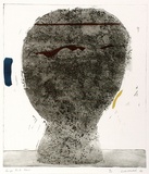 Artist: b'Clutterbuck, Jock.' | Title: b'Large dark head.' | Date: 1966 | Technique: b'etching and aquatint, printed in colour, from multiple plates'