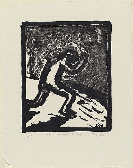 Artist: b'MADDOCK, Bea' | Title: b'Icarus learning to fly' | Date: January 1963 | Technique: b'lithograph worked in touche, printed in black ink by hand-burnishing, from one stone'