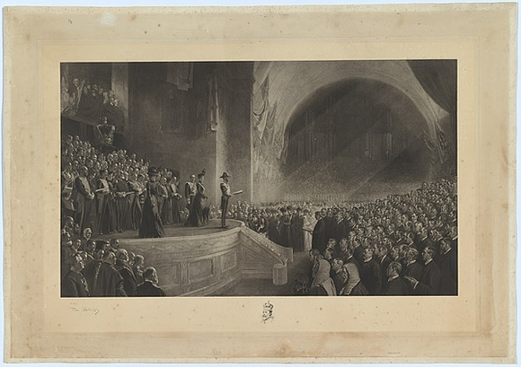 Artist: b'Roberts, Tom.' | Title: b'Opening of the first Parliament of the Australian Commonwealth, 9th May 1901 - with remarque of Edward VII.' | Date: c.1903 | Technique: b'photogravure'