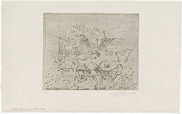 Artist: WALKER, Murray | Title: Kallista landscape in June 1964. | Date: 1964 | Technique: etching and aquatint, printed in black ink, from one plate