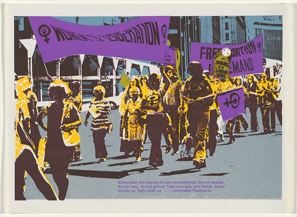 Artist: b'Robertson, Toni.' | Title: bWomen's liberation | Date: 1976 | Technique: b'screenprint, printed in colour, from four stencils' | Copyright: b'\xc2\xa9 Toni Robertson'