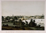 Title: b'New South Wales. View of Sydney, from the east side of the Cove.' | Date: 1810 | Technique: b'lithograph, printed in colour, from multiple stones [or plates]'