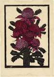 Artist: b'PRESTON, Margaret' | Title: b'Waratahs.' | Date: 1925 | Technique: b'woodcut, printed in black ink, from one block; hand-coloured' | Copyright: b'\xc2\xa9 Margaret Preston. Licensed by VISCOPY, Australia'