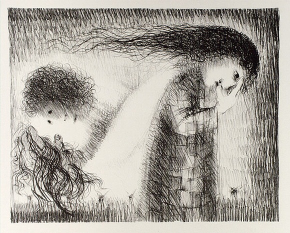 Artist: b'BOYD, Arthur' | Title: b'St Francis when young turning aside.' | Date: (1965) | Technique: b'lithograph, printed in black ink, from one plate' | Copyright: b'Reproduced with permission of Bundanon Trust'