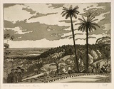 Artist: FLETT, James | Title: View from Perrins Creek Road, Olinda. | Date: (1932) | Technique: etching and aquatint, printed in green ink, from one plate