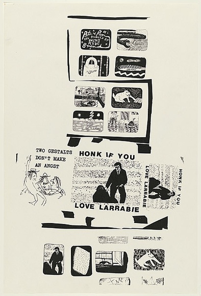 Artist: b'WORSTEAD, Paul' | Title: b'Honk if you love Larrabie' | Date: 1980 | Technique: b'screenprint, printed in black ink, from one stencil' | Copyright: b'This work appears on screen courtesy of the artist'