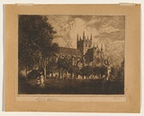 Artist: b'LINDSAY, Lionel' | Title: bSt Mary's Roman Catholic Cathedral, Sydney | Date: 1908-09 | Technique: b'etching and aquatint, printed in brown ink, from one plate' | Copyright: b'Courtesy of the National Library of Australia'