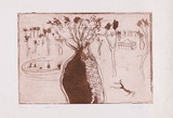 Artist: Forbes, Clem. | Title: Bottle tree and dam. | Date: 1977 | Technique: etching and aquatint, printed in red/brown ink, from one plate
