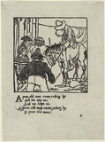 Artist: b'LINDSAY, Norman' | Title: b'A poor old man came riding by ...' | Date: 1896 | Technique: b'woodcut, printed in black ink, from one block'