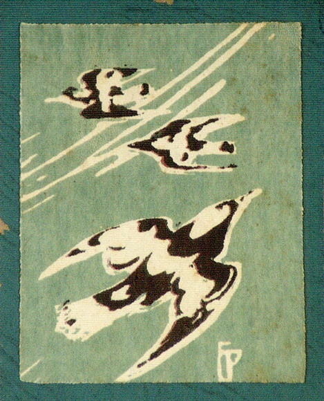 Artist: b'Palmer, Ethleen.' | Title: b'(Flying birds)' | Date: c.1955 | Technique: b'screenprint, printed in colour, from multiple stencils'