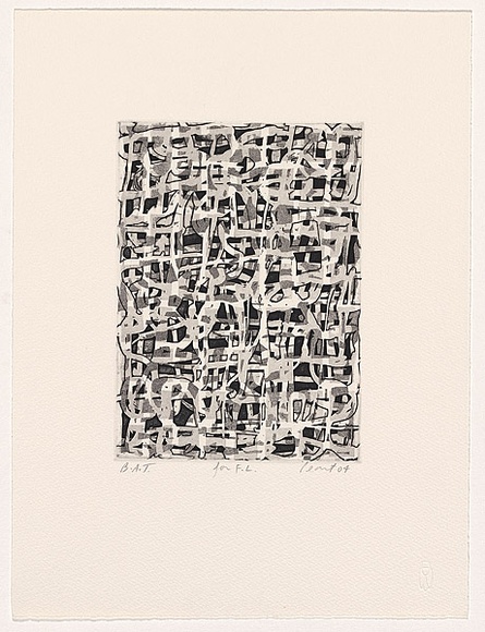 Artist: b'Peart, John.' | Title: b'For F.L.' | Date: 2004 | Technique: b'etching, aquatint and open-bite, printed in black ink, from one plate'