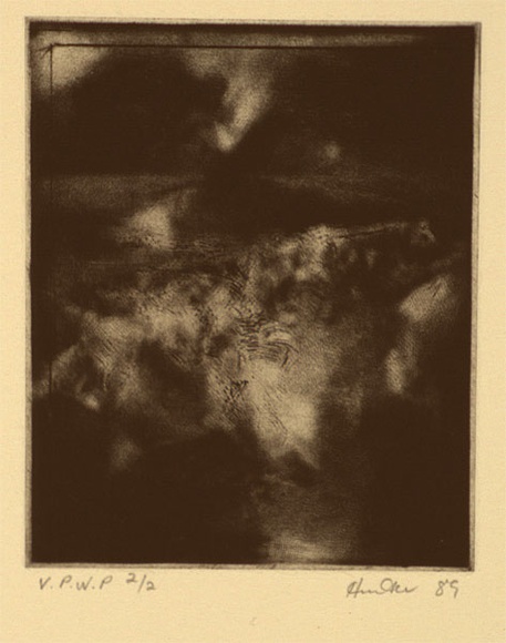 Artist: b'Hunter, Jamie.' | Title: b'not titled [landscape]' | Date: 1989 | Technique: b'etching, printed in black ink, from one plate'