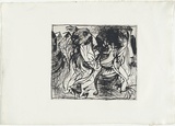 Artist: BOYD, Arthur | Title: Embrasing figures before factory and smoking chimney. | Date: 1960-70 | Technique: etching, printed in black ink, from one plate | Copyright: Reproduced with permission of Bundanon Trust