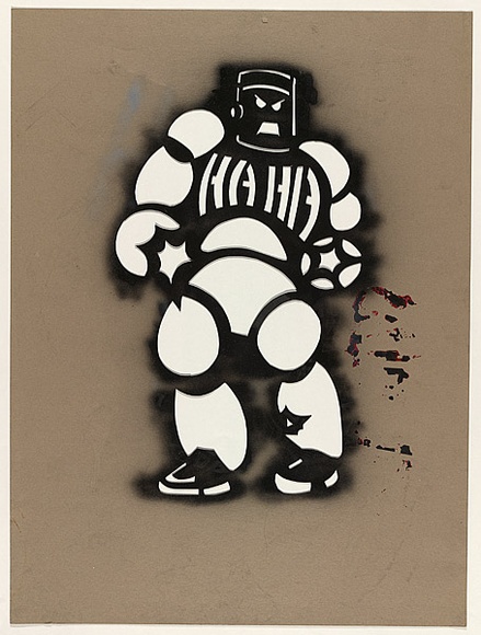 Artist: b'HAHA,' | Title: b'HaHa robot stencil.' | Date: 2004 | Technique: b'stencil'