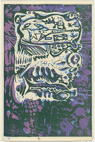 Artist: b'WORSTEAD, Paul' | Title: b'not titled [green, blue, purple, white].' | Date: 1971-72 | Technique: b'screenprint, printed in colour, from three stencils,' | Copyright: b'This work appears on screen courtesy of the artist'