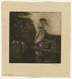 Artist: LONG, Sydney | Title: Beddington Corner | Date: 1922 | Technique: softground-etching and aquatint, printed in dark brown ink with plate-tone, from one plate | Copyright: Reproduced with the kind permission of the Ophthalmic Research Institute of Australia