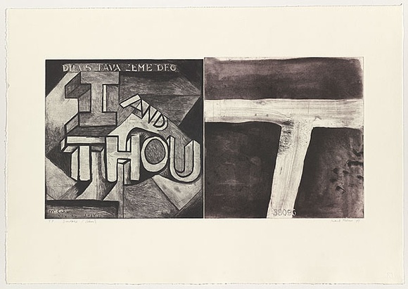 Artist: b'Tillers, Imants.' | Title: b'Diaspora/ [I and thou]' | Date: 1997 | Technique: b'etching, printed in black ink, from two plates' | Copyright: b'Courtesy of the artist'