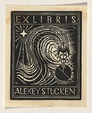 Title: b'Ex libris - Alexey Stucken' | Technique: b'woodcut, printed in black ink, from one block'