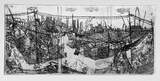 Artist: b'Rooney, Elizabeth.' | Title: b'(Darling Harbour)?' | Date: 1987 | Technique: b'etching and aquatint, printed in black ink with plate-tone, from one zinc plate'