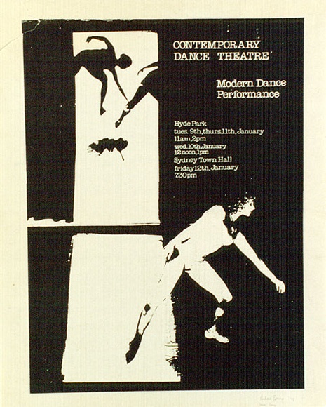 Artist: b'Speirs, Andrew.' | Title: b'Contemporary Dance Theatre: Modern Dance performance, Hyde Park ... Sydney Town Hall' | Date: 1979 | Technique: b'screenprint'