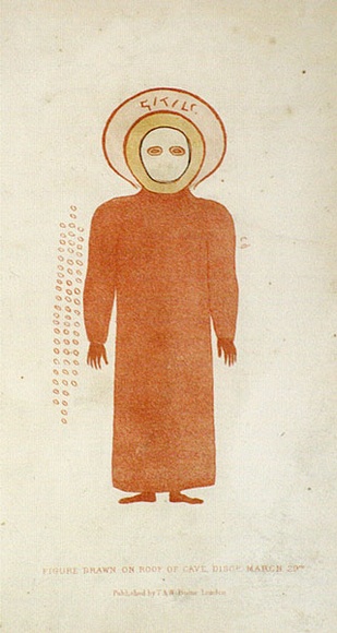 Title: b'Figure drawn on roof of cave, discovered March 29th' | Date: 1841 | Technique: b'lithograph, printed in red ink, from one stone; hand-coloured'