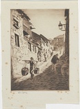 Artist: LINDSAY, Lionel | Title: Old Essex Street, Sydney | Date: 1931 | Technique: drypoint, printed in brown ink with plate-tone, from one plate | Copyright: Courtesy of the National Library of Australia