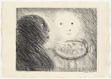 Artist: b'BOYD, Arthur' | Title: b'St Clare offering marzipan to St Francis.' | Date: (1965) | Technique: b'lithograph, printed in black ink, from one plate' | Copyright: b'Reproduced with permission of Bundanon Trust'