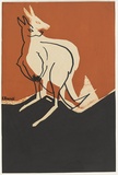 Artist: b'Russell, Elsa.' | Title: b'(Kangaroo)' | Date: c.1985 | Technique: b'screenprint, printed in colour, from two stencils; hand-coloured'