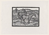 Artist: Groblicka, Lidia. | Title: Horses | Date: 1957 | Technique: woodcut, printed in black ink, from one block