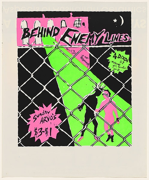 Artist: b'UNKNOWN' | Title: b'Behind enemy lines' | Date: 1983 | Technique: b'screenprint, printed in colour, from three stencils'