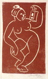 Artist: b'Stephen, Clive.' | Title: b'(Nude with lantern)' | Date: 1948 | Technique: b'linocut, printed in reddish/brown ink, from one block'