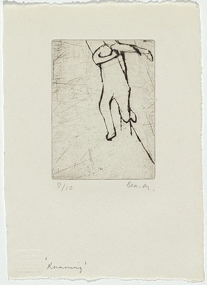 Artist: b'MADDOCK, Bea' | Title: b'Running' | Date: 1966 | Technique: b'drypoint, printed in black ink with plate-tone, from one copper plate'
