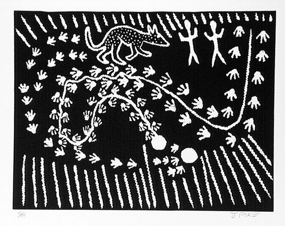 Artist: b'Pike, Jimmy.' | Title: b'Milkarra Waakula' | Date: 1985 | Technique: b'screenprint, printed in black ink, from one stencil'